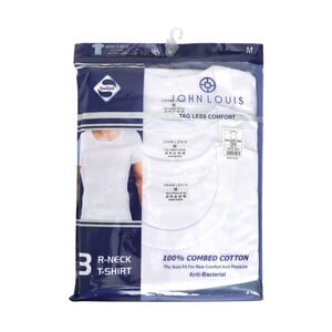 John Louis Men's Round Neck T-Shirt 3Pcs Pack White Extra Large