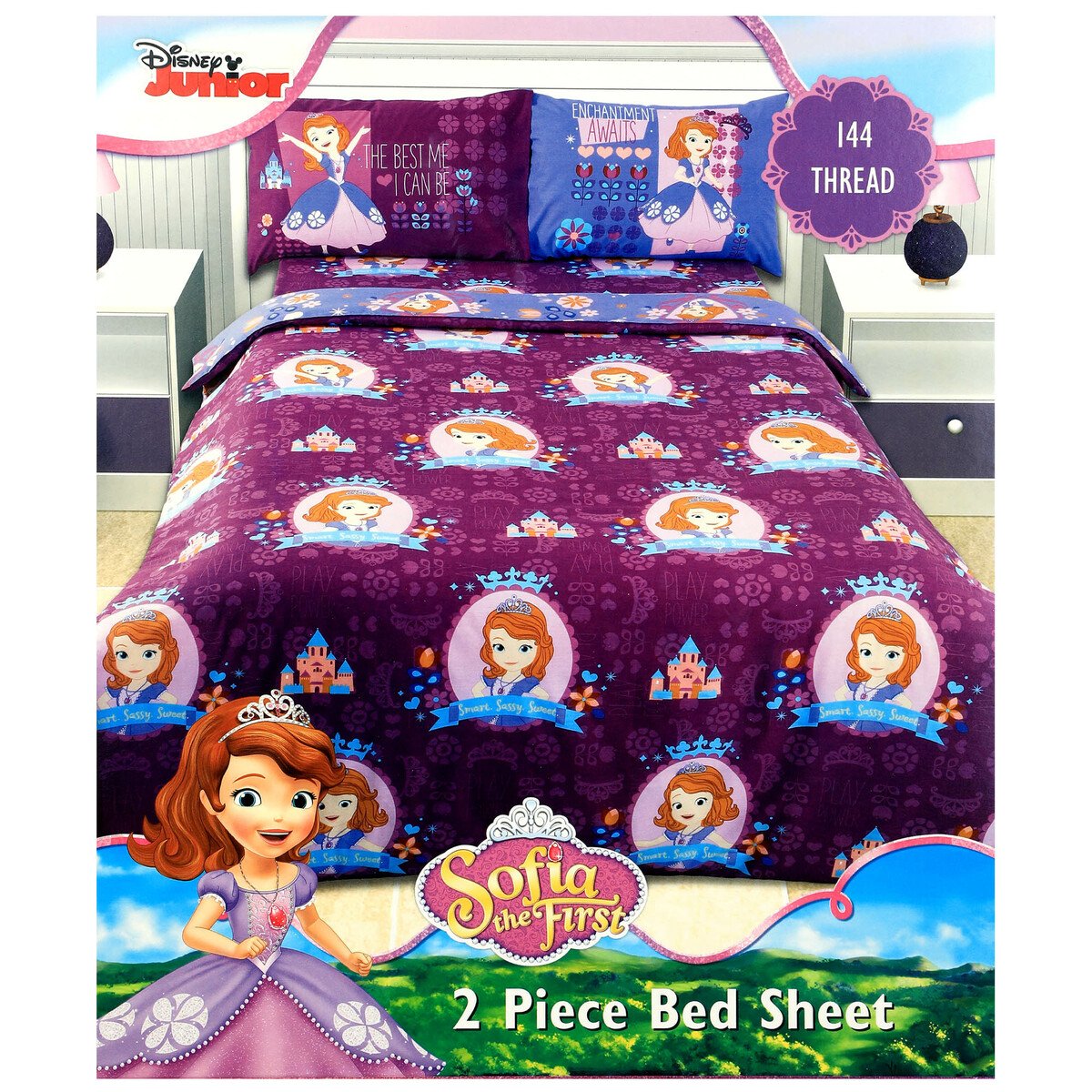 Disney Bed Sheet Sofia Single 2pcs Set Assorted