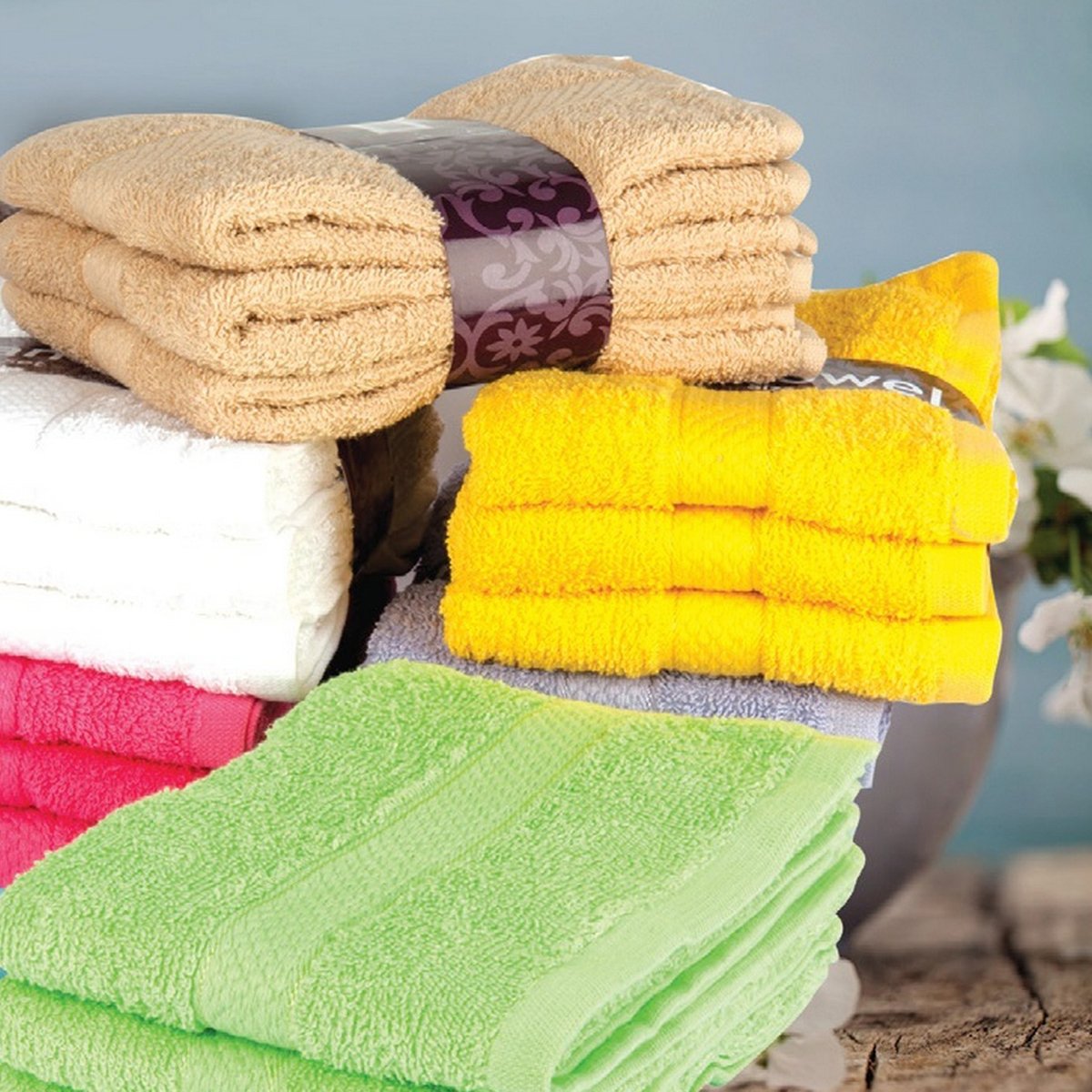 Homewell Hand Towel Cotton 40x60cm 3pc set Assorted