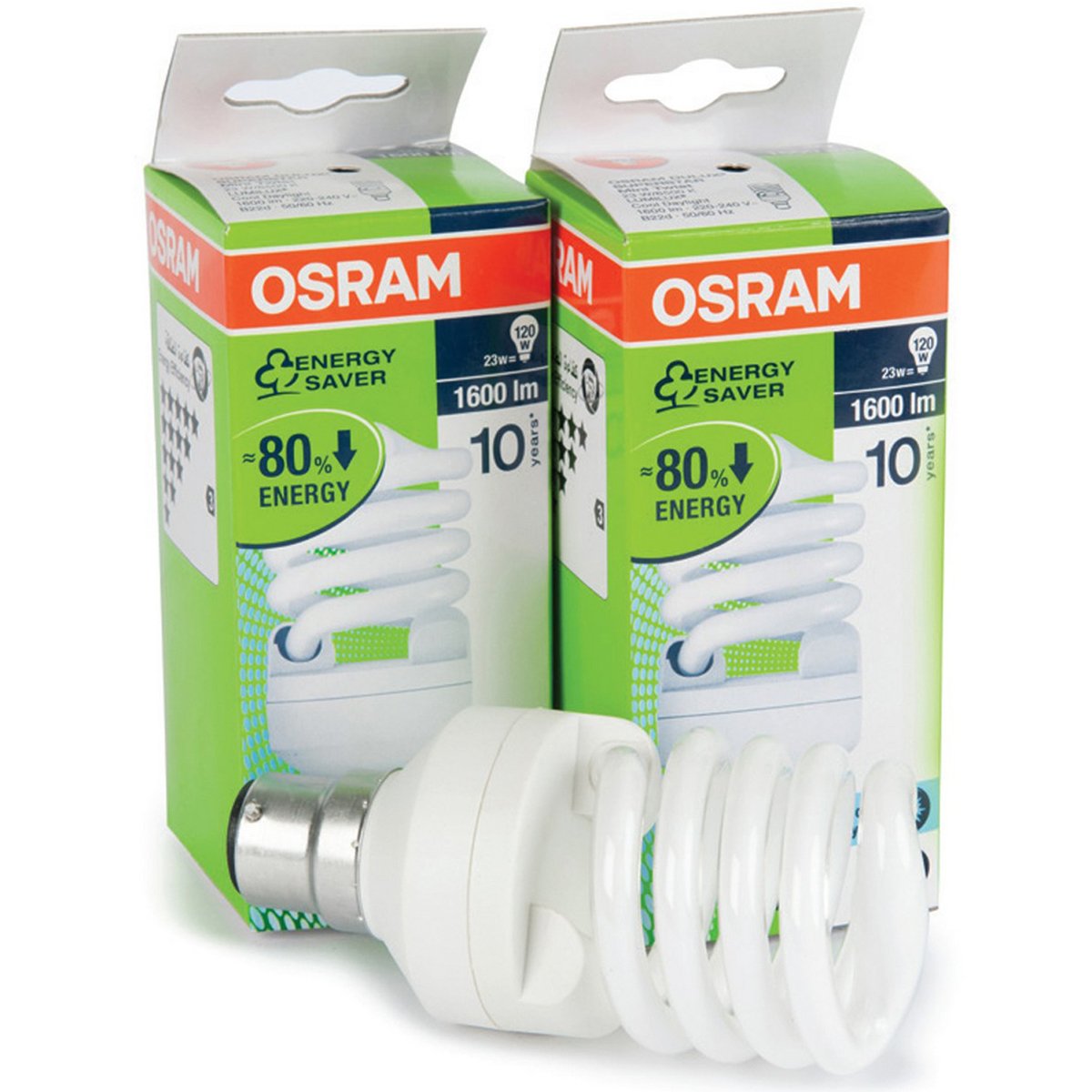 Osram Mini Twist CFL Bulb 23W B22 DL 2pcs