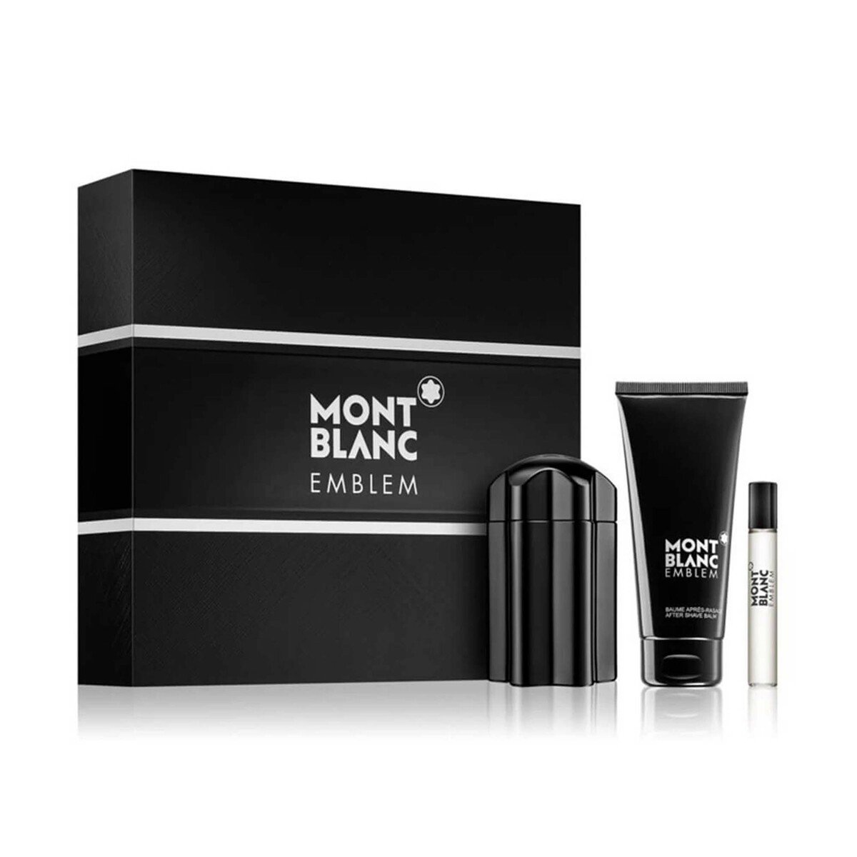 Mont Blanc Emblem Eau De Toilette Gift Set For Men, 100ml EDT + 7.5ml Mini + 100ml After Shave Balm