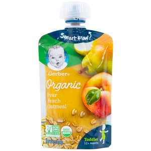 Gerber Organic Baby Food Pear Peach Oatmeal 99g