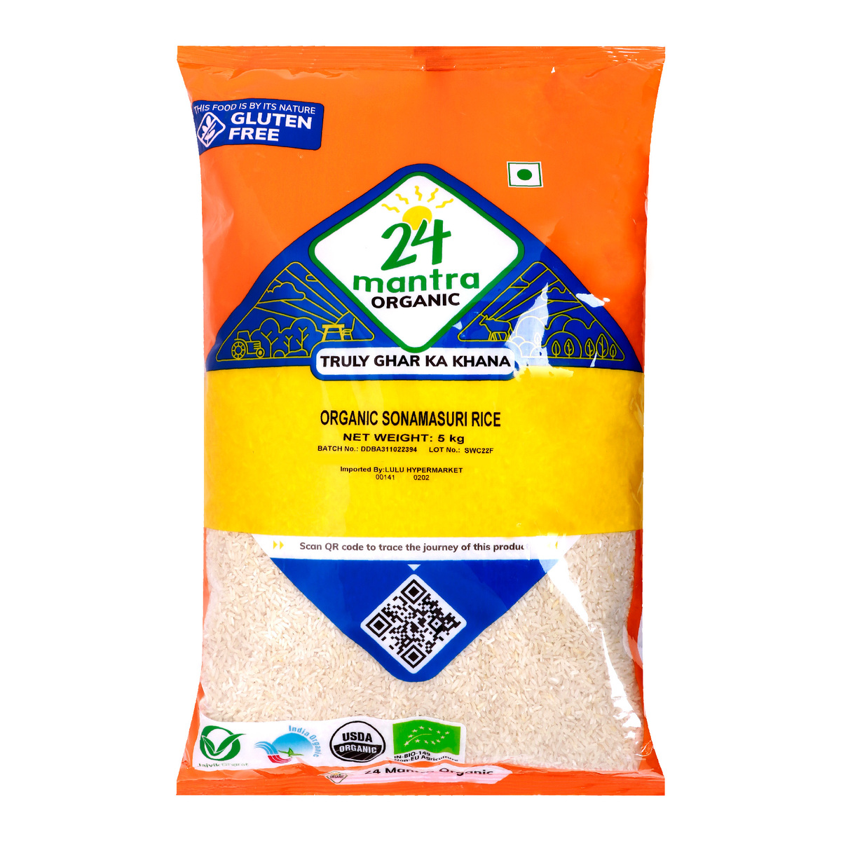 اشتري قم بشراء مانترا أرز سوناماسوري عضوي ، 5 كجم Online at Best Price من الموقع - من لولو هايبر ماركت Indian Ethnic Rice في الكويت