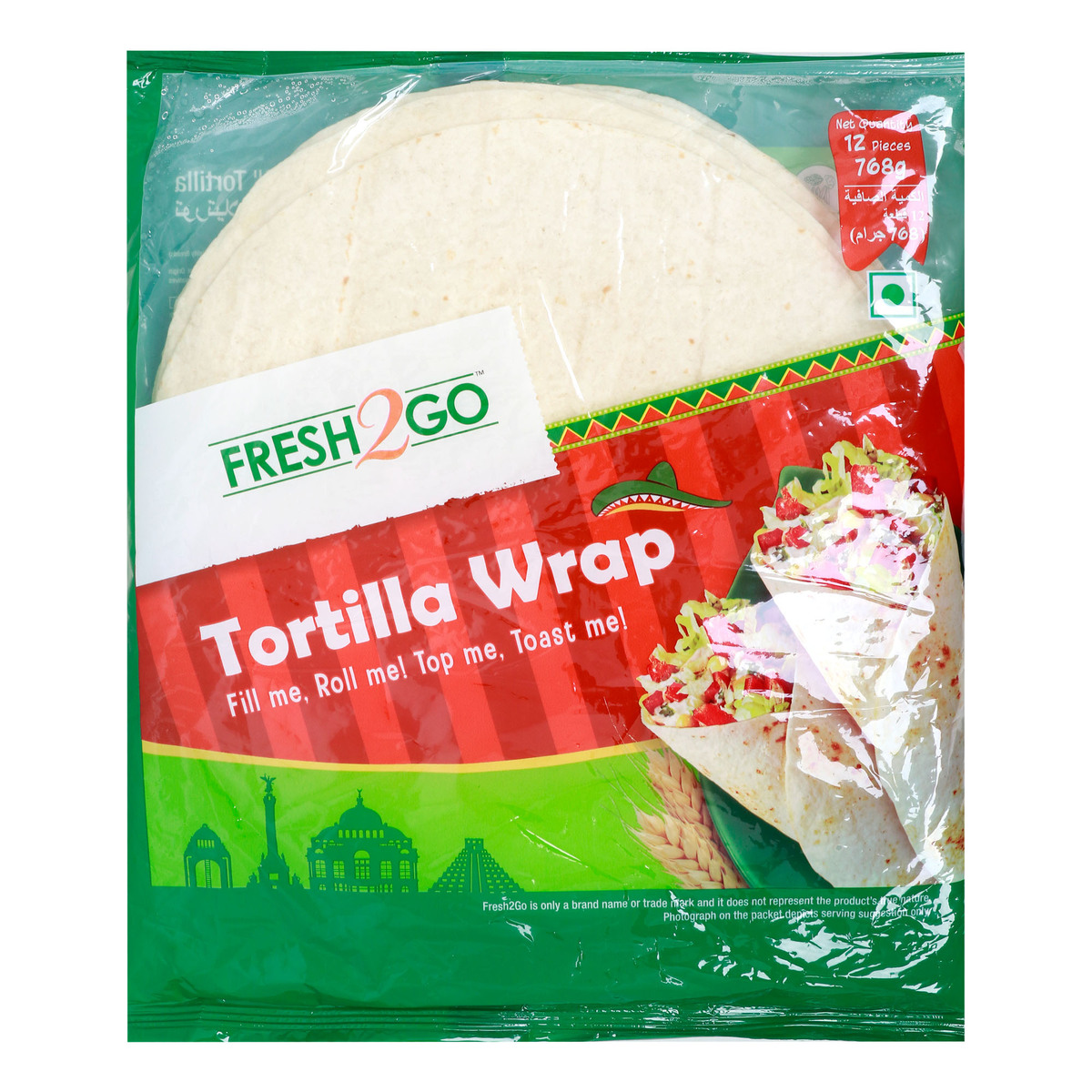 Fresh2Go 10" Tortilla Wrap 12 pcs 768 g