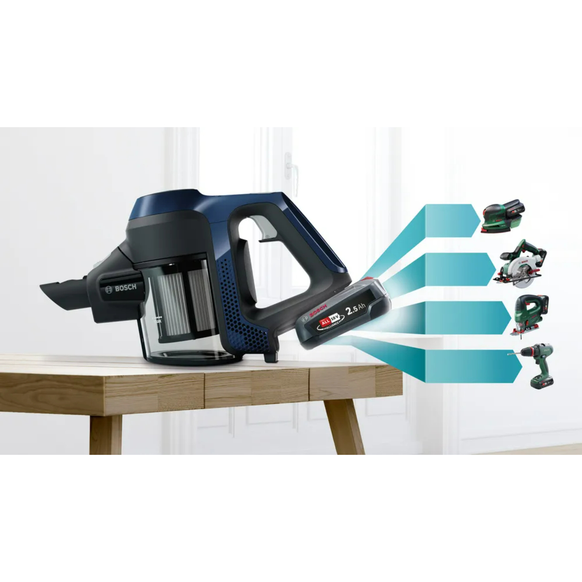 Bosch Series 6 Rechargeable Cordless Stick Vacuum Cleaner, Blue, BBS611GB