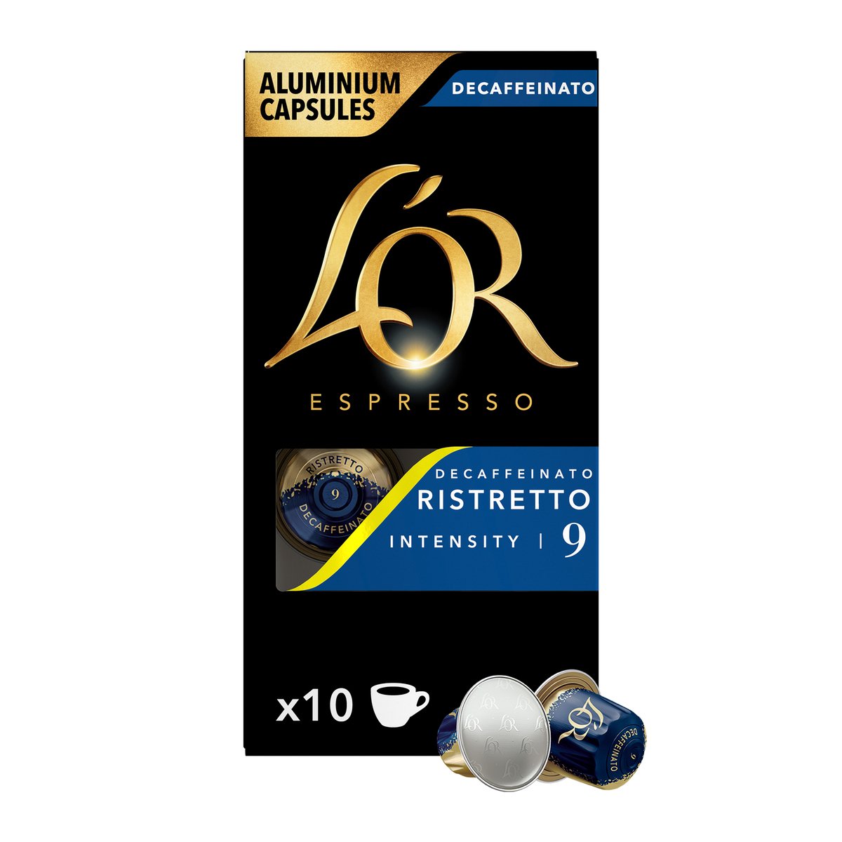 L'Or Espresso Ristretto Decaffeinato Intensity 9 Aluminium Coffee Capsules Value Pack 10 pcs
