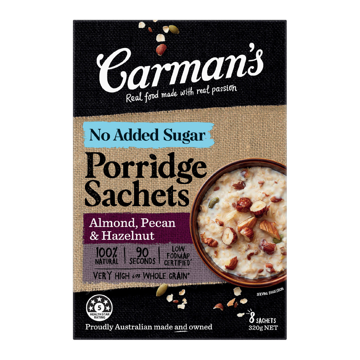 Carman's Porridge Sachets Almond Pecan & Hazelnut 320 g