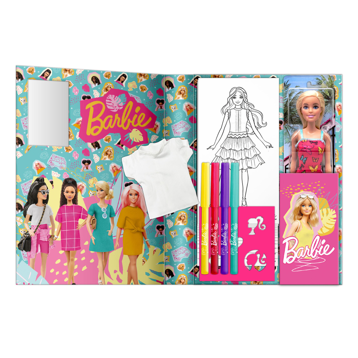 Barbie Stencil & Style Portfolio Drawing Set With Fashion Doll BRB5688