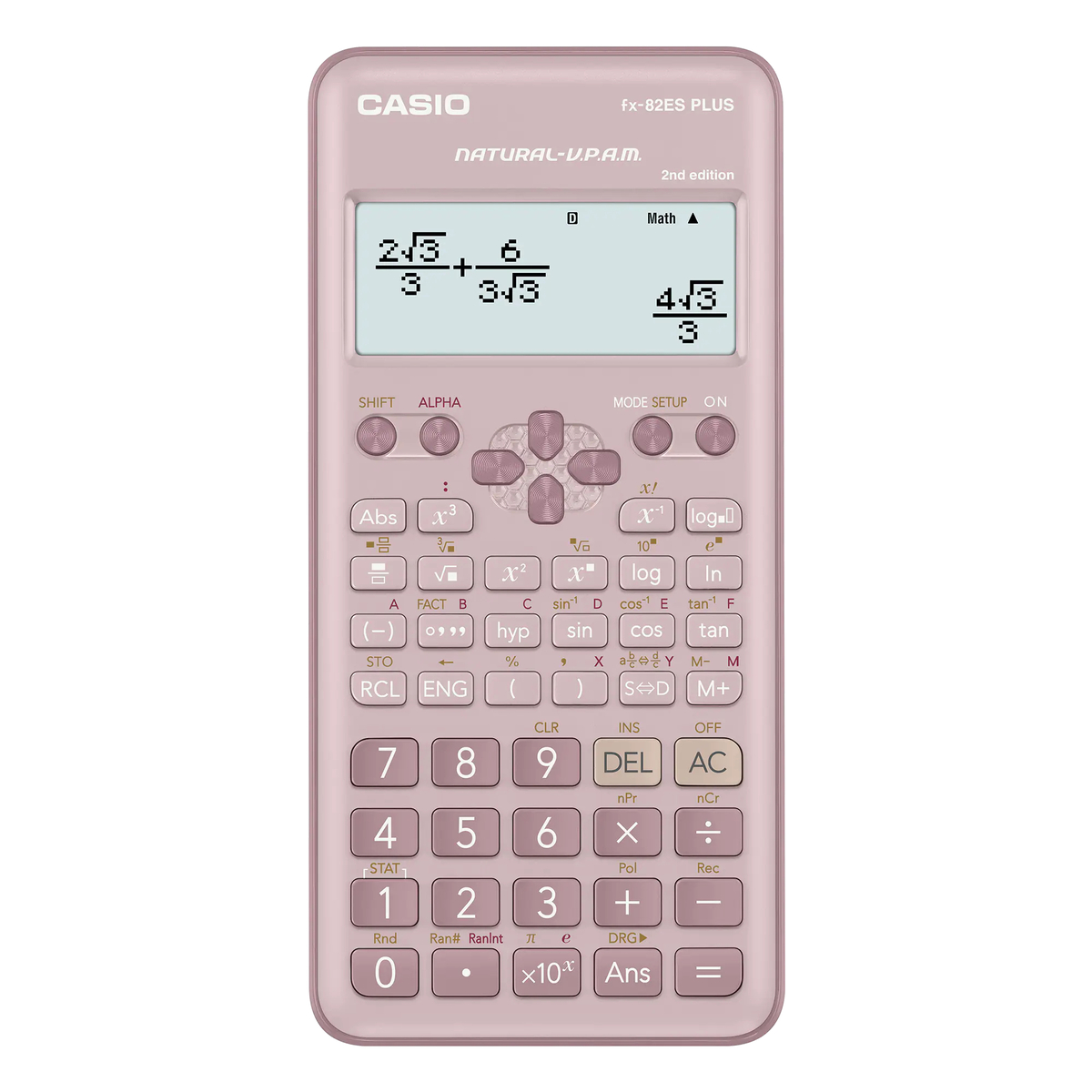 كاسيو آلة حاسبة علمية قياسية 10 + 2 رقم ، زهري ، fx-82ES PLUS-2PK