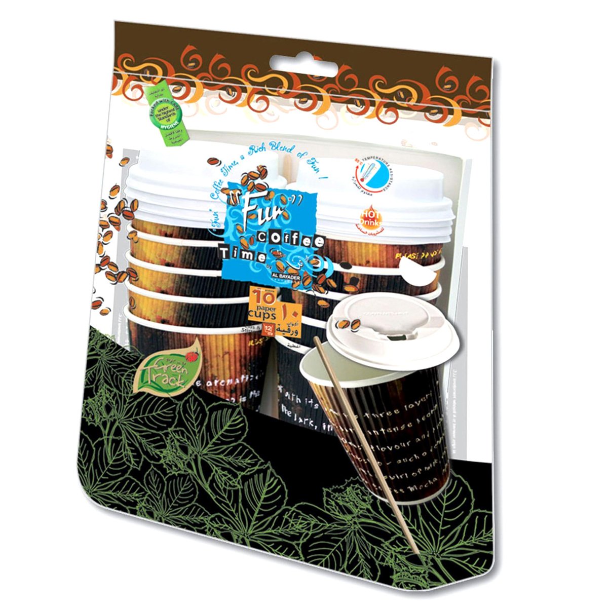 Fun Coffee Time Paper Cup with Lid 350 ml 10 pcs