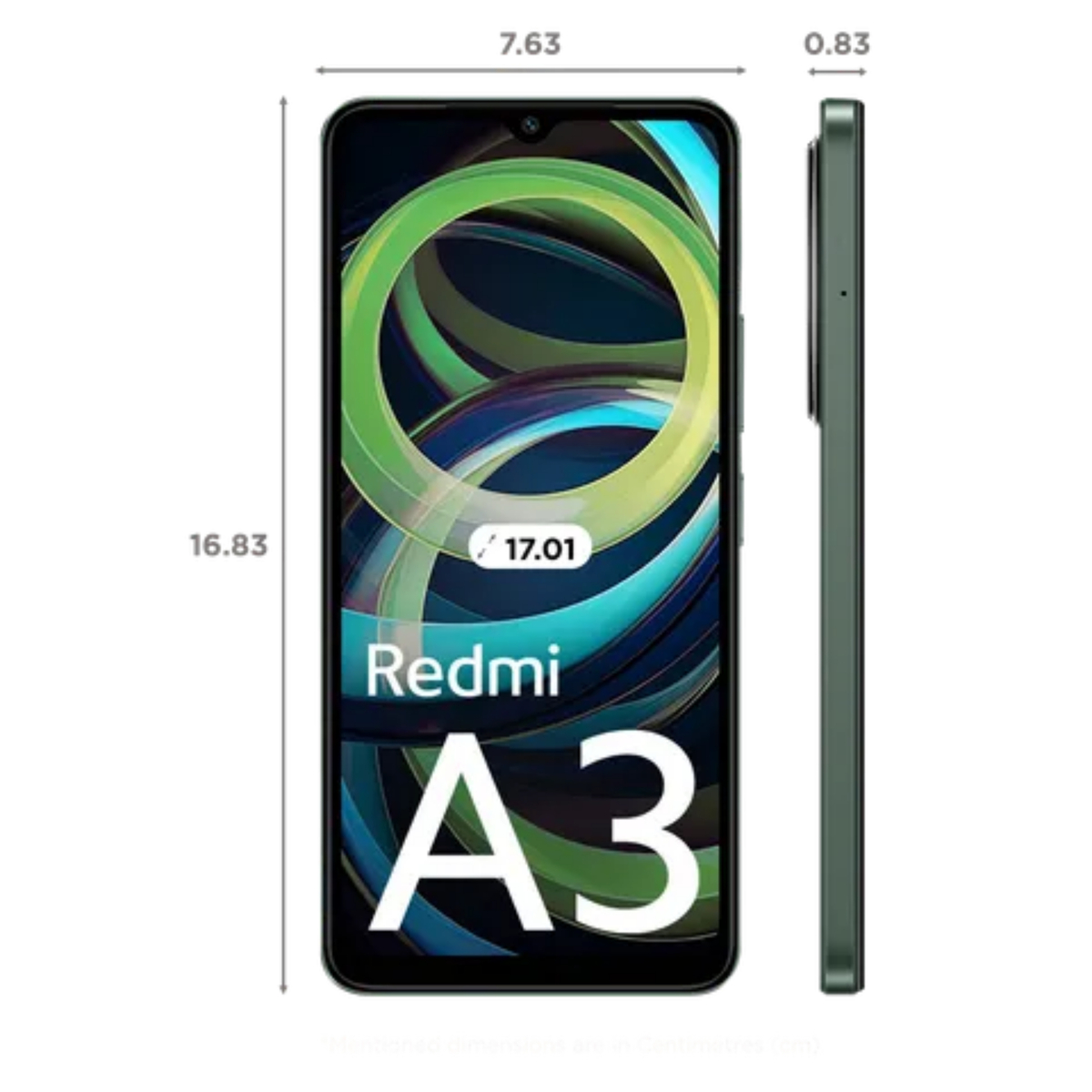 Xiaomi Redmi A3 4G Smartphone, 3 GB RAM, 64 GB Storage, Forest Green