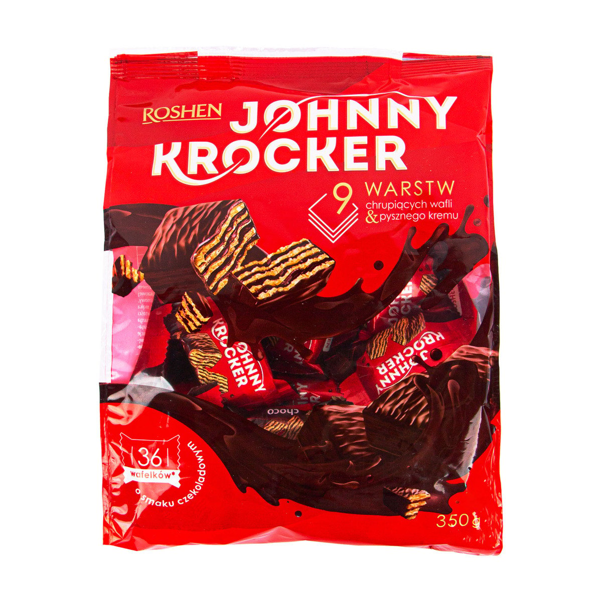 روشين جوني كروكر أكياس حلوى وافل مغطاة بالشوكولاتة 350 جم