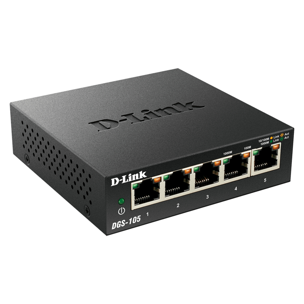 D-Link 5-Port Unmanaged Gigabit Metal Desktop Switch, Black, DGS-105