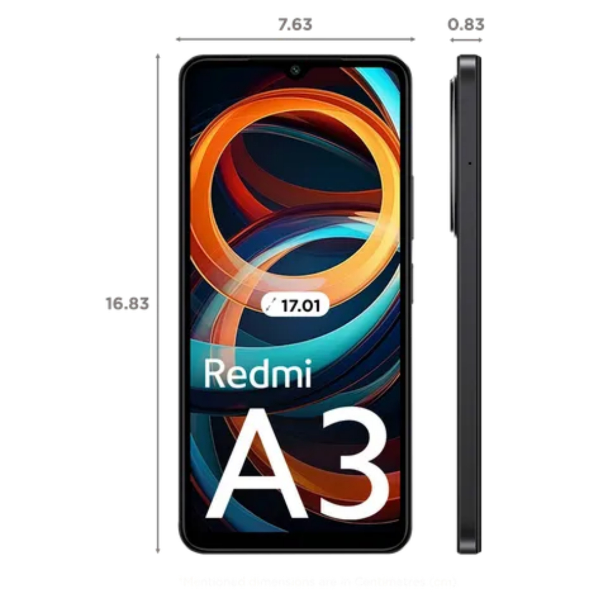 Xiaomi Redmi A3 4G Smartphone, 3 GB RAM, 64 GB Storage, Midnight Black