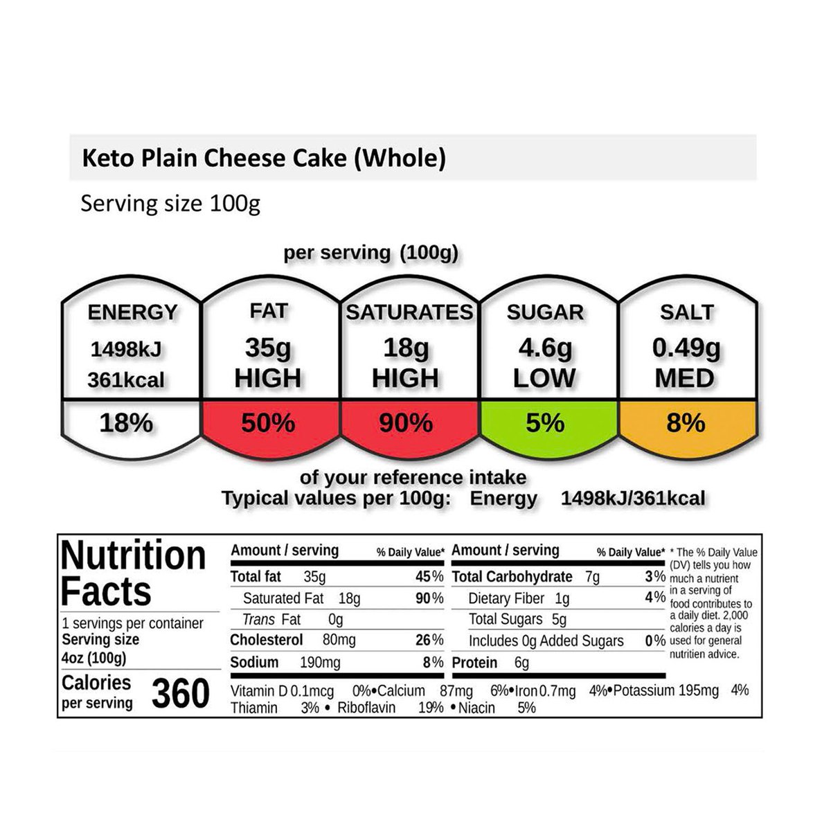 Keto Plain Cheesecake 1 kg