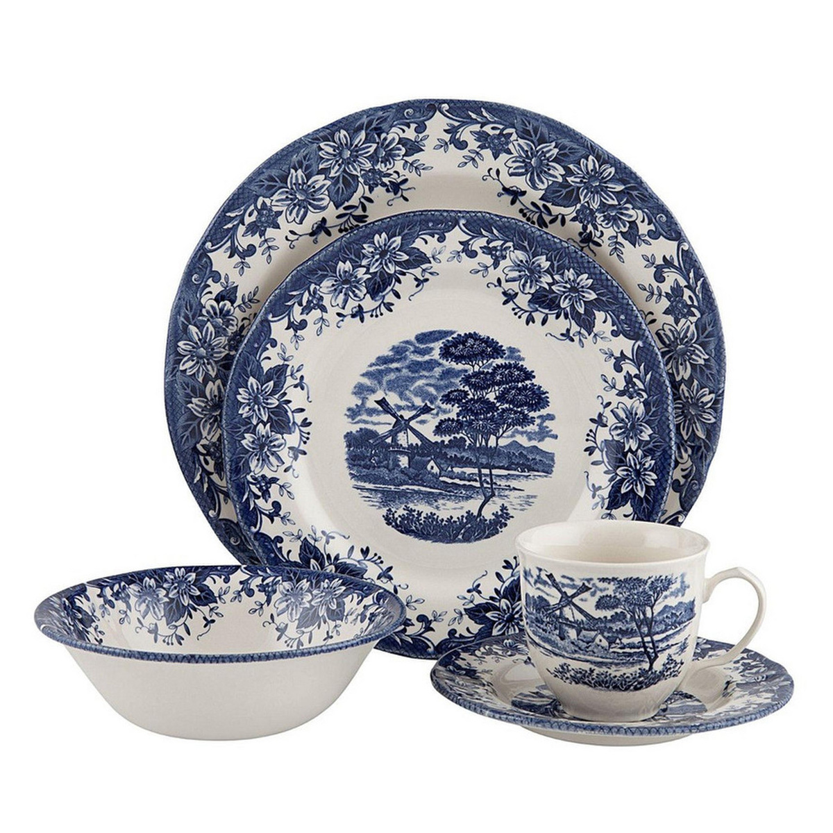 Claytan Porcelain Dinner Set, 24 Pcs, Windmill Blue, CLA.SN26628