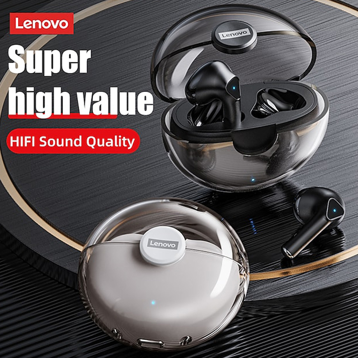 Lenovo LP80 True Wireless Headphones TWS Earbuds Bluetooth5.0 Ergonomic Design Black