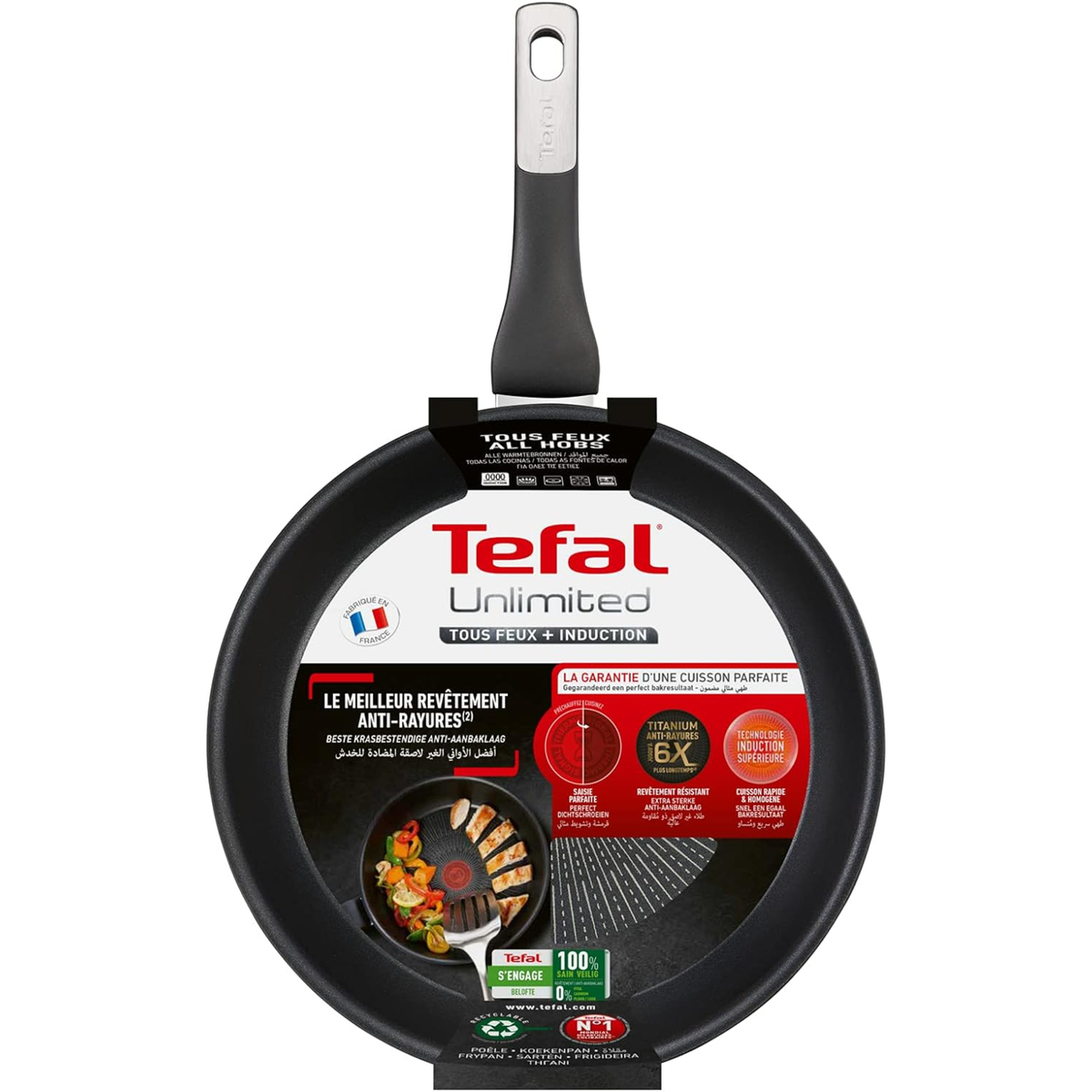 Tefal Unlimited Titanium Anti-Scratch Coating Fry Pan, 26 cm, G2550502