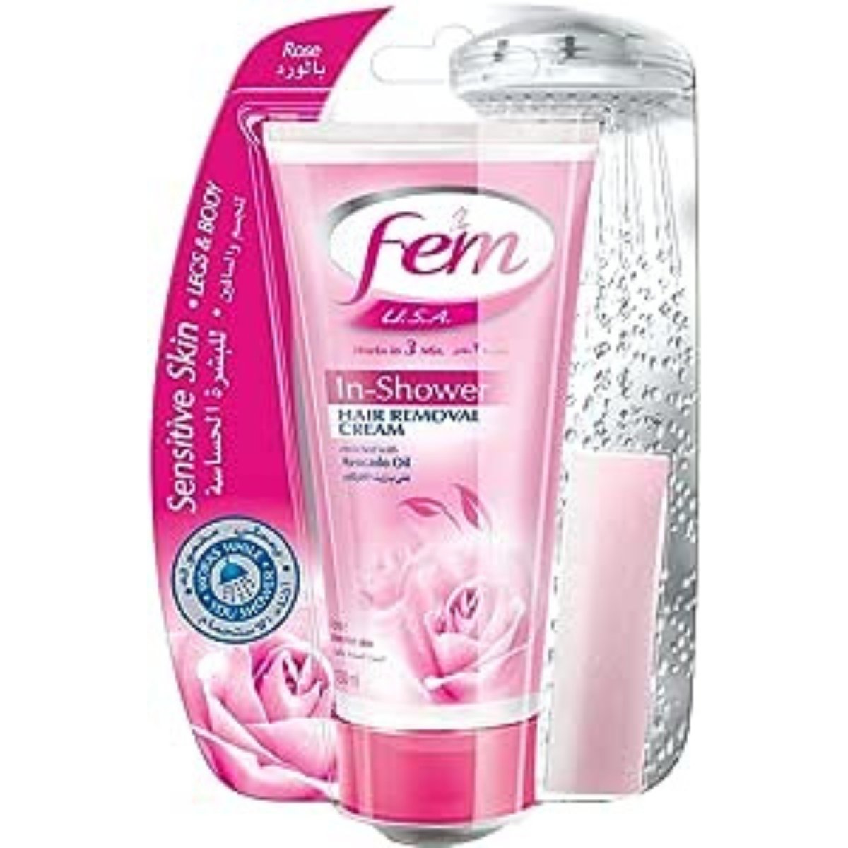 Fem USA In shower Hair Removal Cream Rose Moisturizing & Nourishing Skin 150 ml