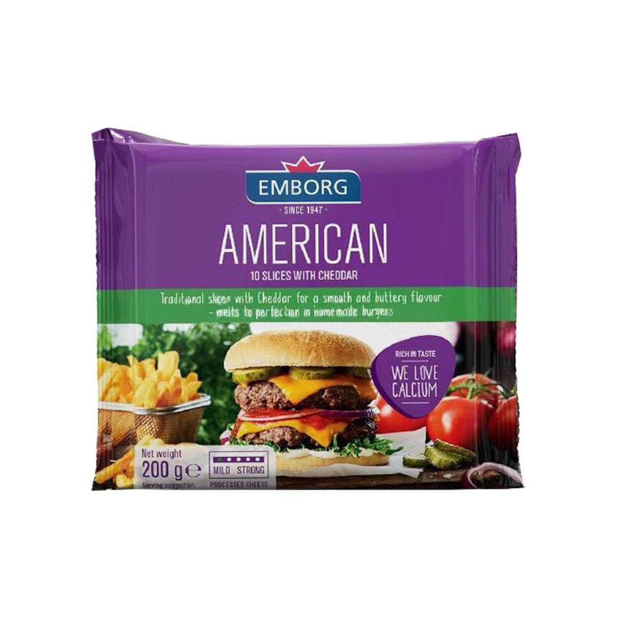 Emborg American 10 Slices With Cheddar 200g