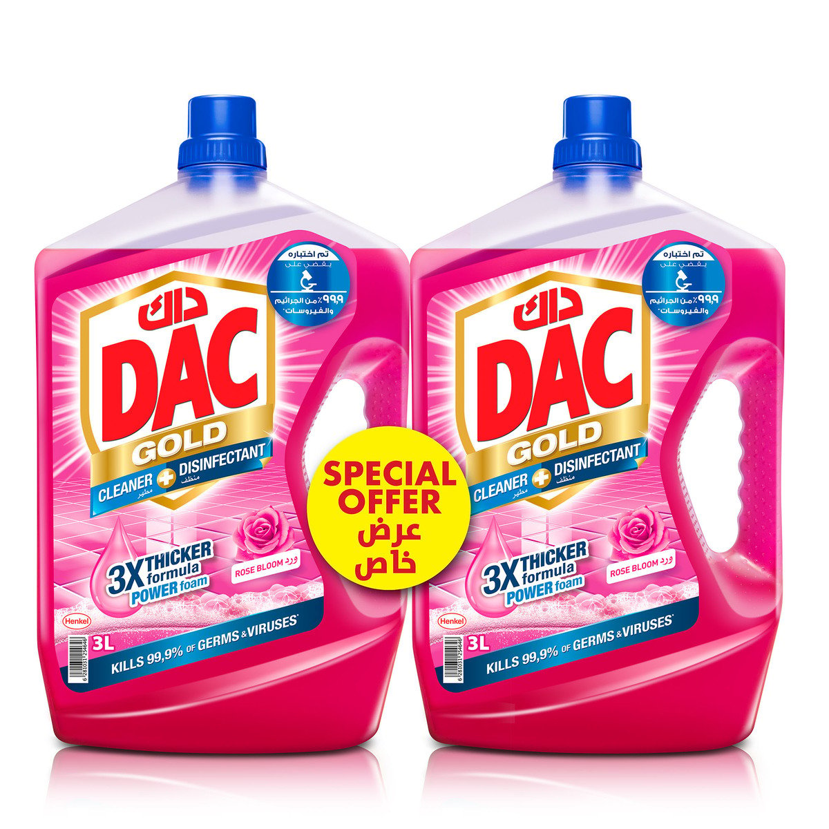 Dac Gold Multi-Purpose Disinfectant & Liquid Cleaner Rose Value Pack 2 x 3 Litres