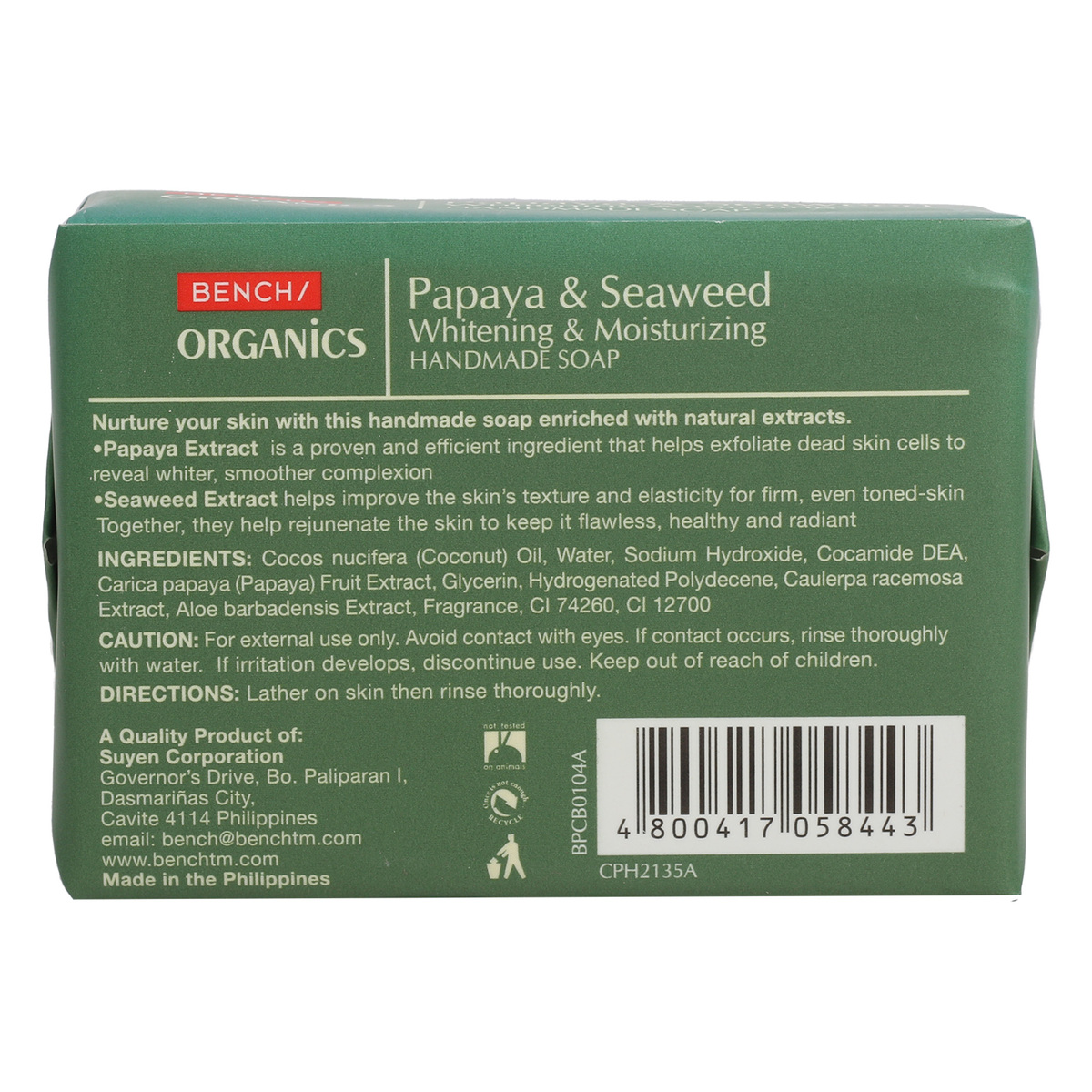 Bench Organics Whitening & Firming Papaya & Seaweed Soap 135 g