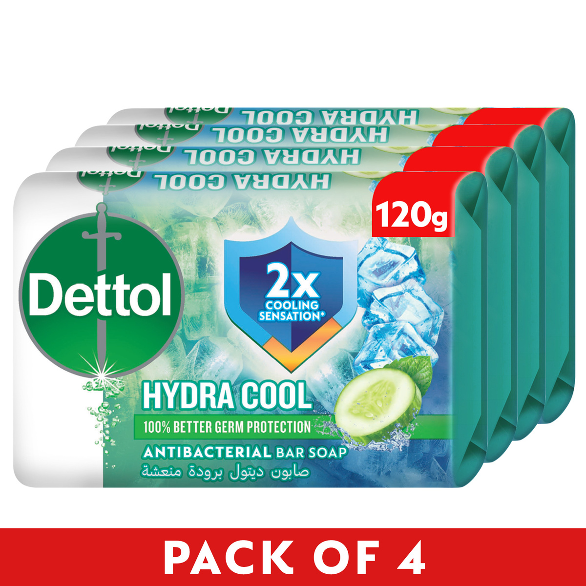 اشتري قم بشراء Dettol Hydra Cool Antibacterial Bar Soap Cucumber & Icy Menthol Fragrance Value Pack 4 x 120 g Online at Best Price من الموقع - من لولو هايبر ماركت World Cleanup Days - R&B في الامارات