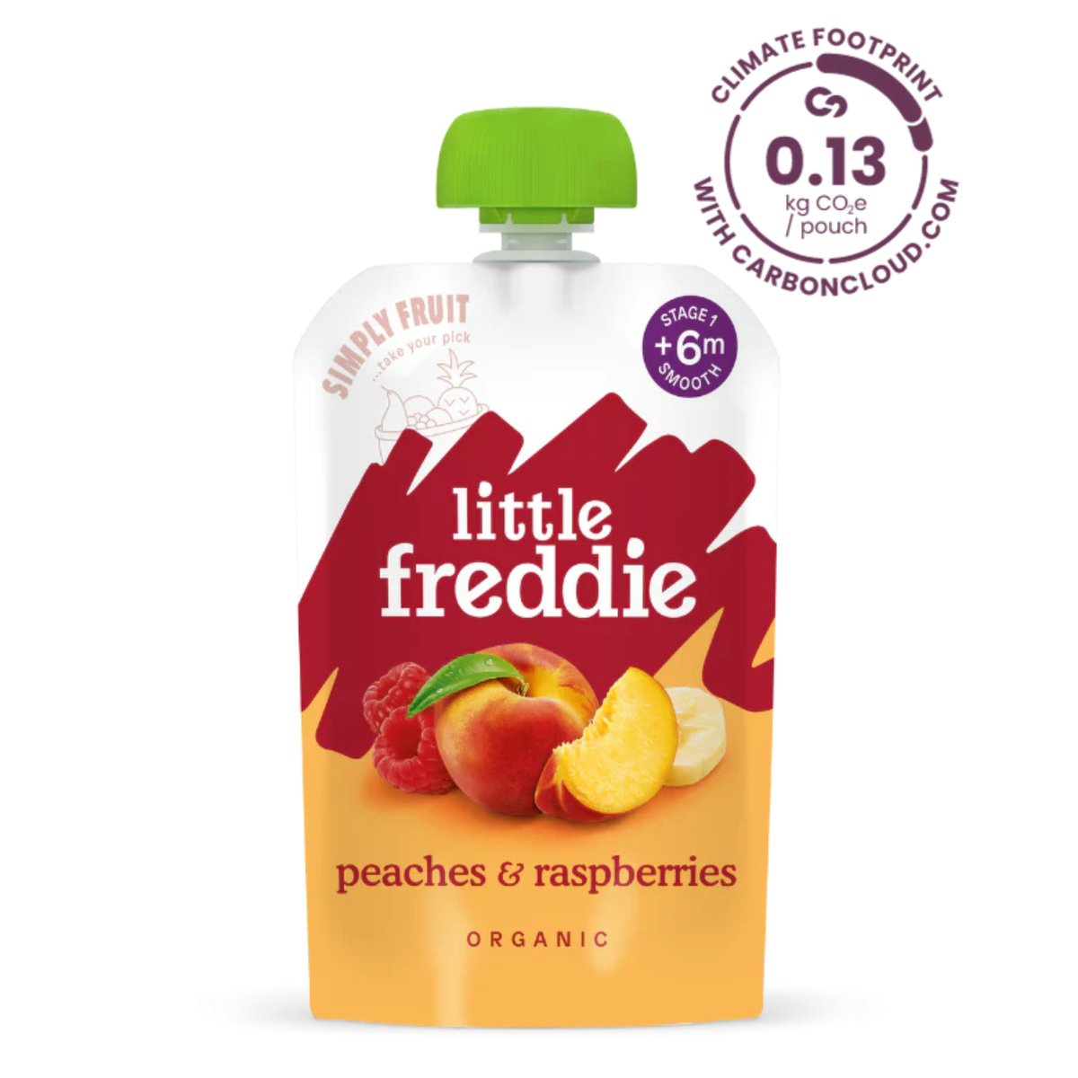 Little Freddie Organic Peaches & Raspberries Stage 1 From 6 Months 100 g