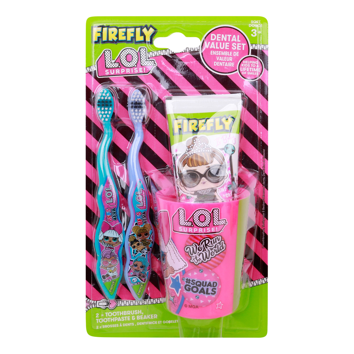 Firefly Lol Surprise Toothpaste 75 ml + 2 Toothbrush + Beaker Dental Value Set