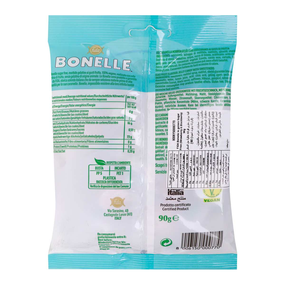Bonelle Sugar Free Strawberry and Blackberry Flavored Jelly Candies, 90 g