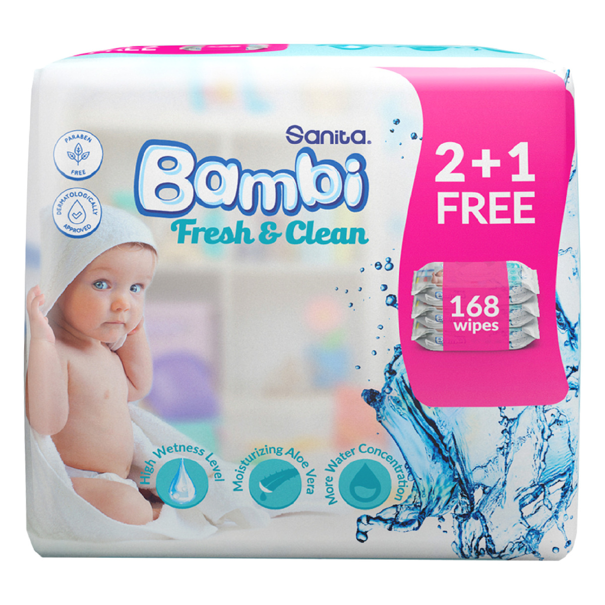 Sanita Bambi Fresh & Clean Baby Wet Wipes 3 x 56 pcs
