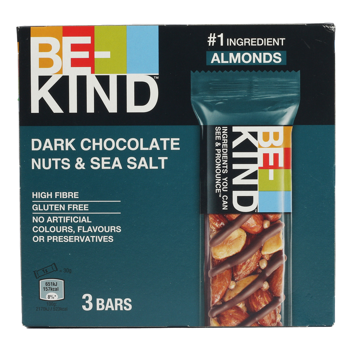 Be Kind Dark Chocolate Nuts & Sea Salt Bar 3 x 30 g