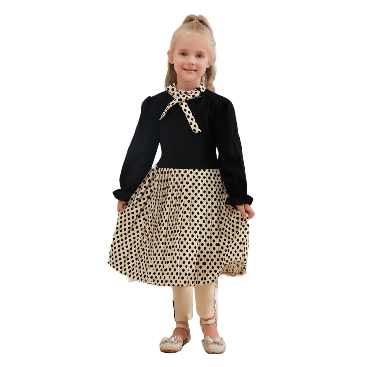 دي بيكرز طقم ملابس بناتي بأكمام طويلة ، H6091 ، أسود ، 3-4 سنوات