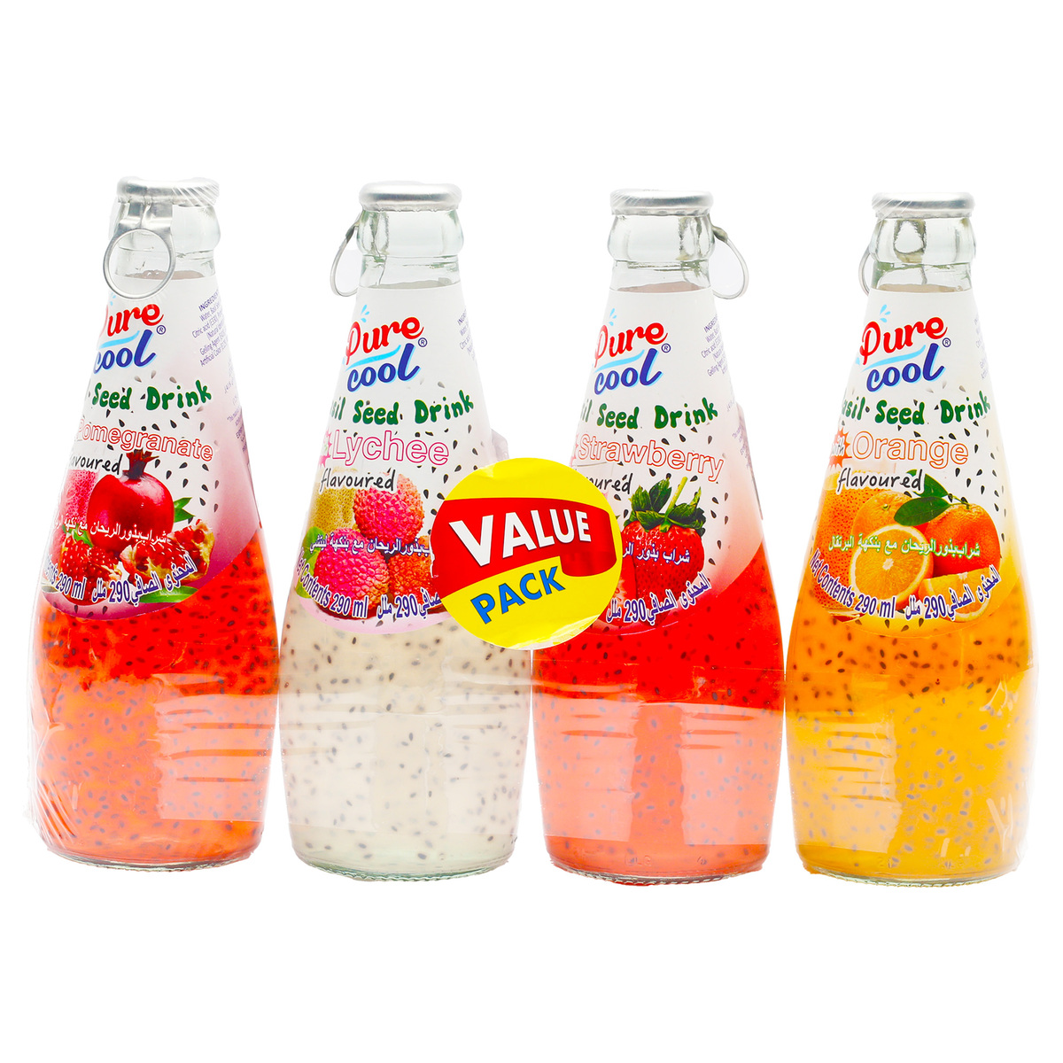Pure Cool Basil Seed Drink Assorted 4 x 290 ml