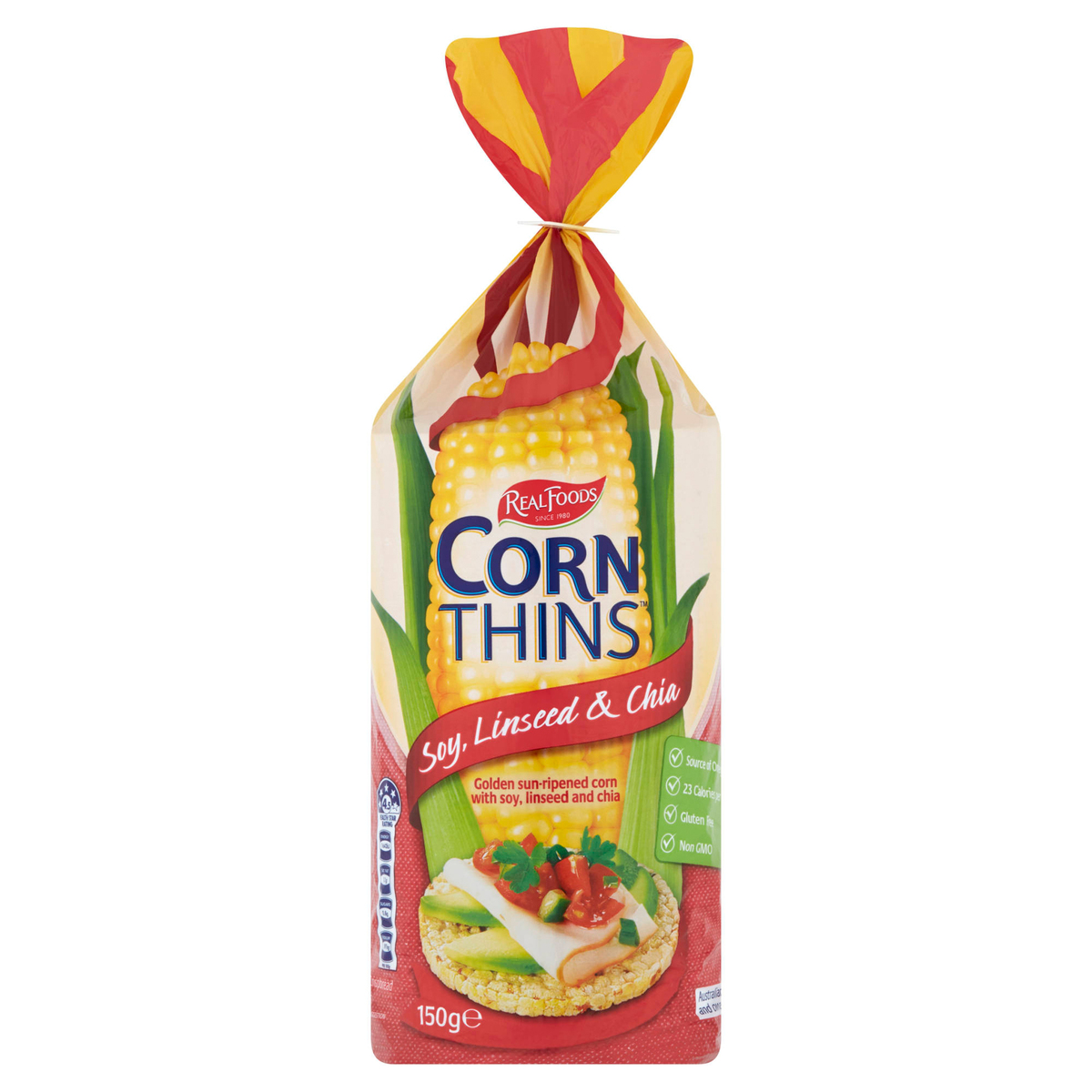Real Foods Corn Thins Soy, Linseed & Chia Gluten Free 150 g