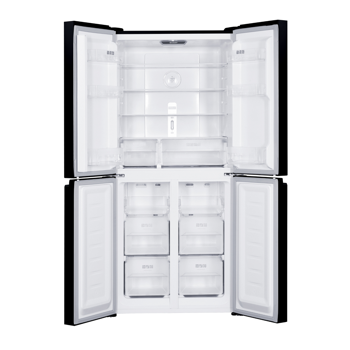 Sharp French Door Refrigerator, 401 L, Black Glass, SJ-FH560-BK3