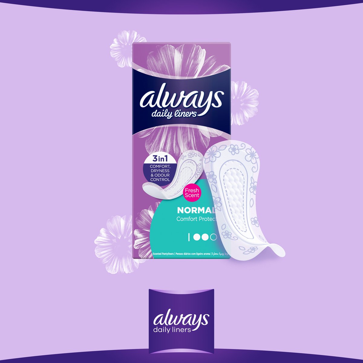 Always Daily Liners Comfort Protect With Fresh Scent Normal 40 pcs