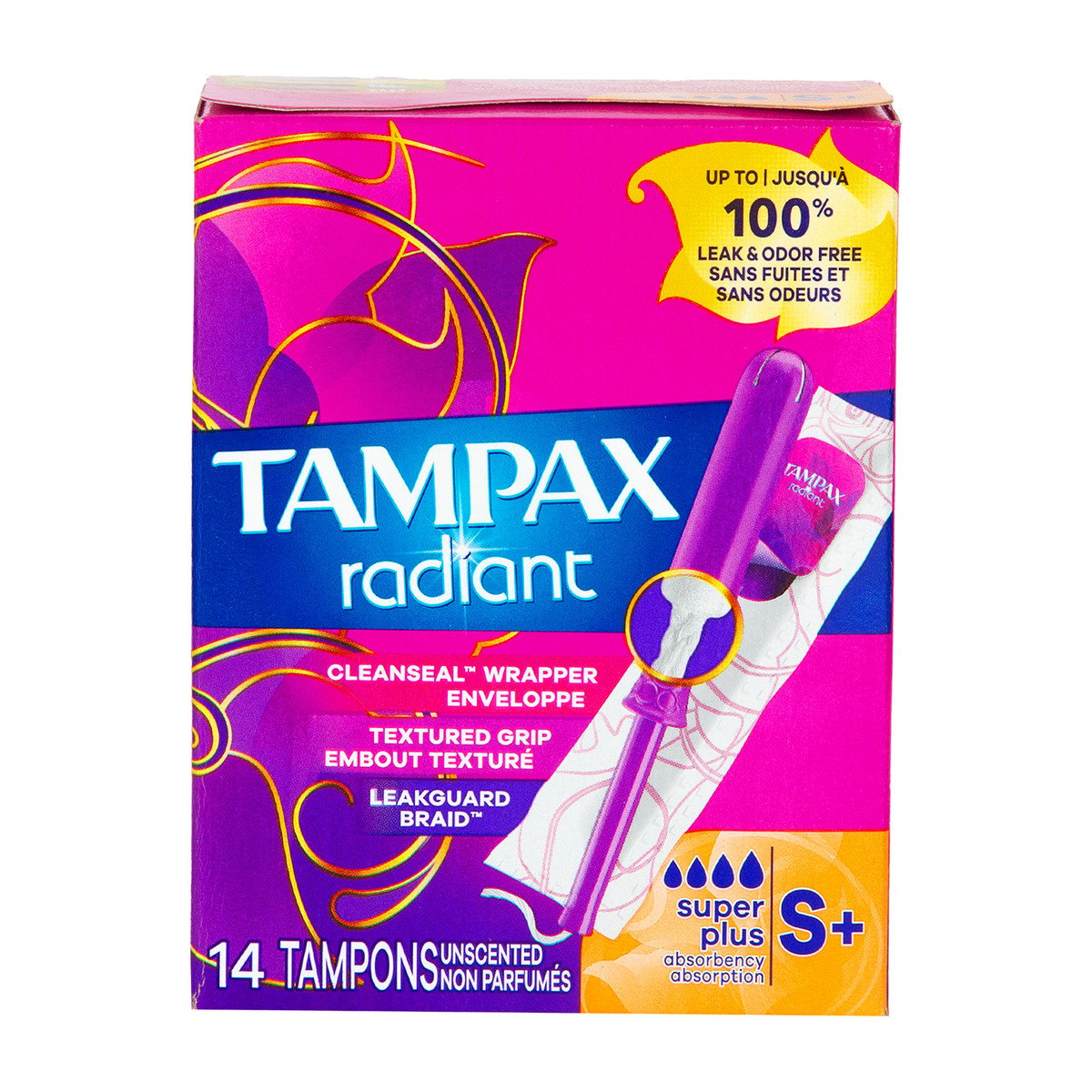 Tampax Radiant Super Plus Unscented Tampons 14 pcs