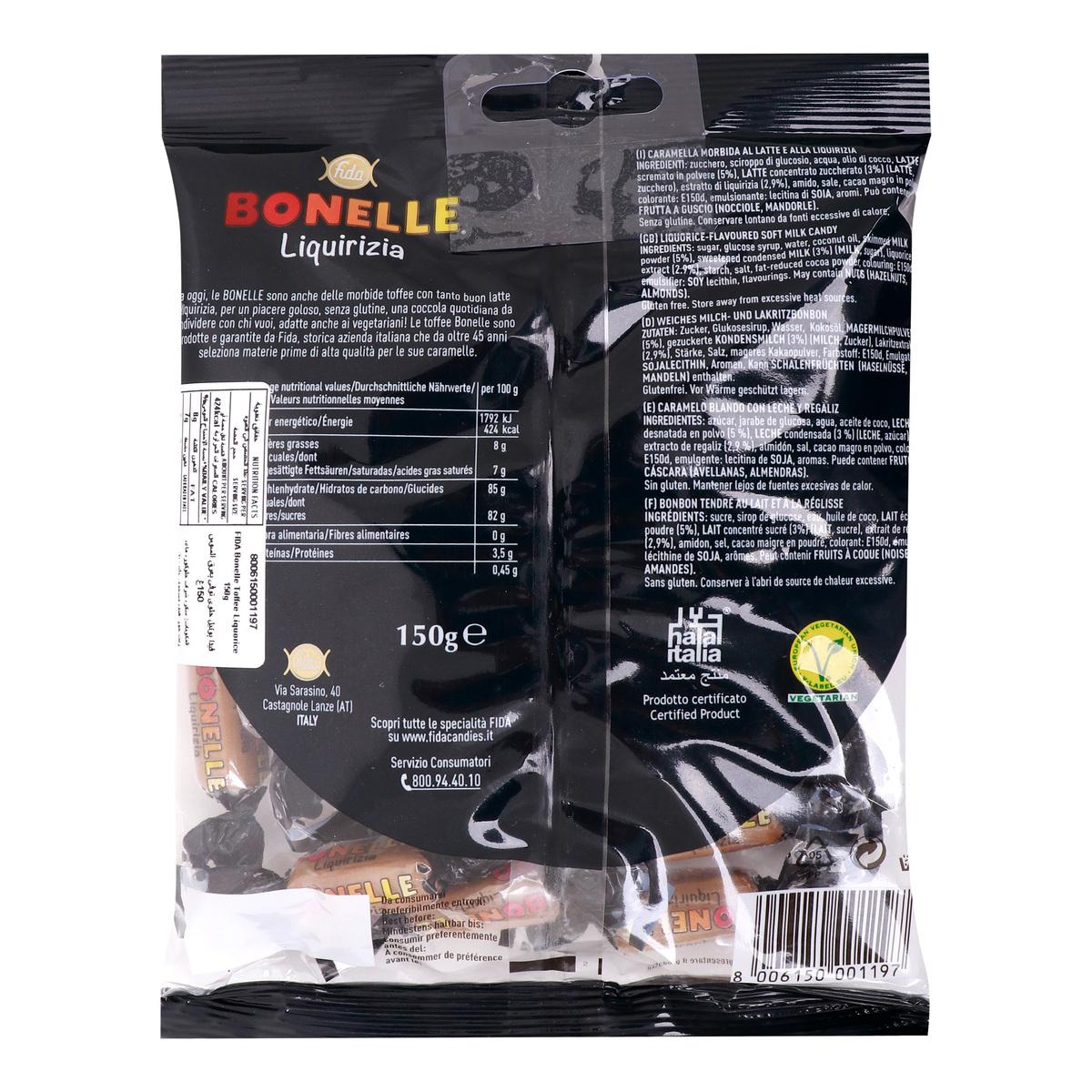 Bonelle Toffee Liquirizia, 150 g