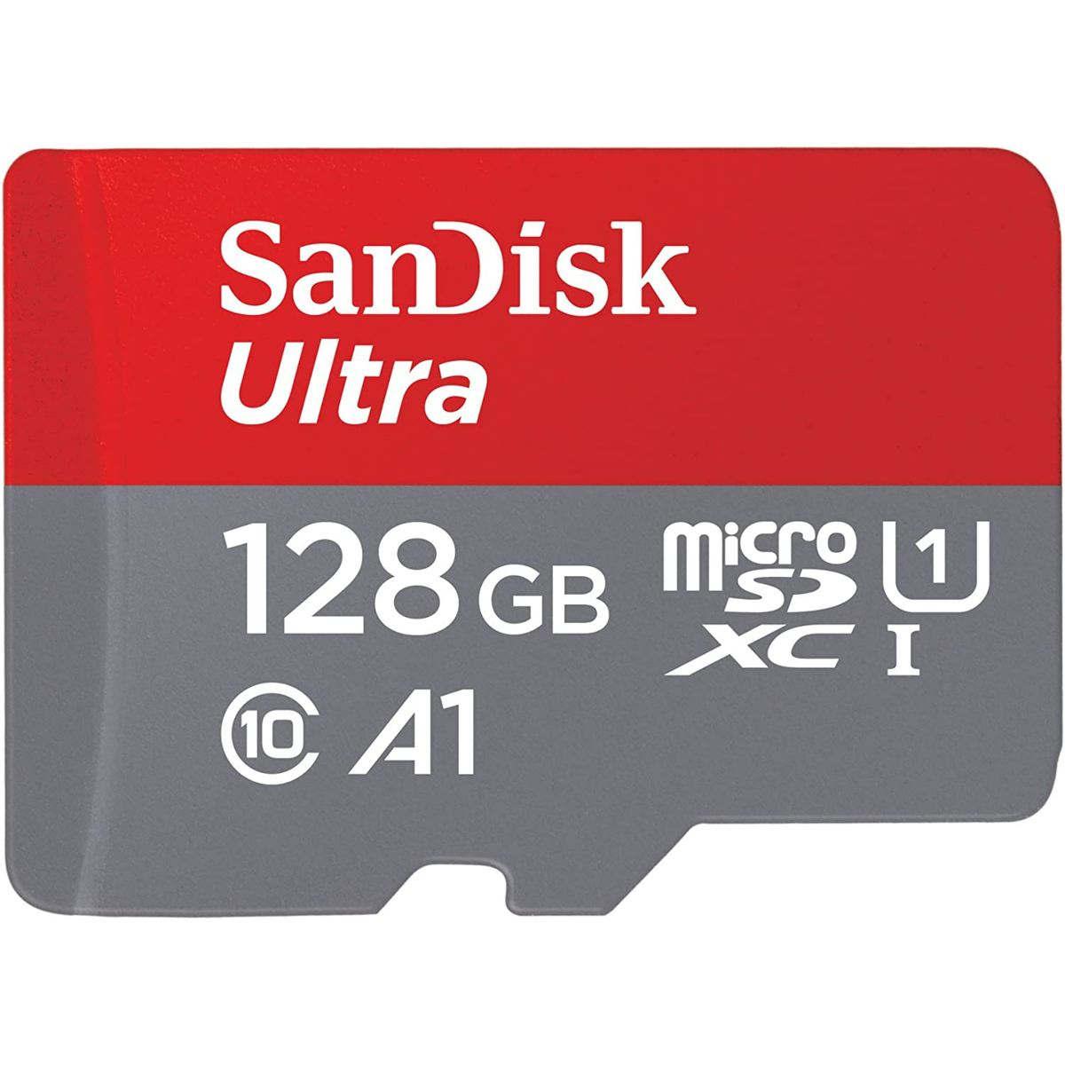 سان ديسك الترا بطاقة مايكرو اس دي UHS I، 128 جيجا، 140 ميجابايت/ثانية، رمادي/أحمر، SDSQUAB-128G-GN6MN