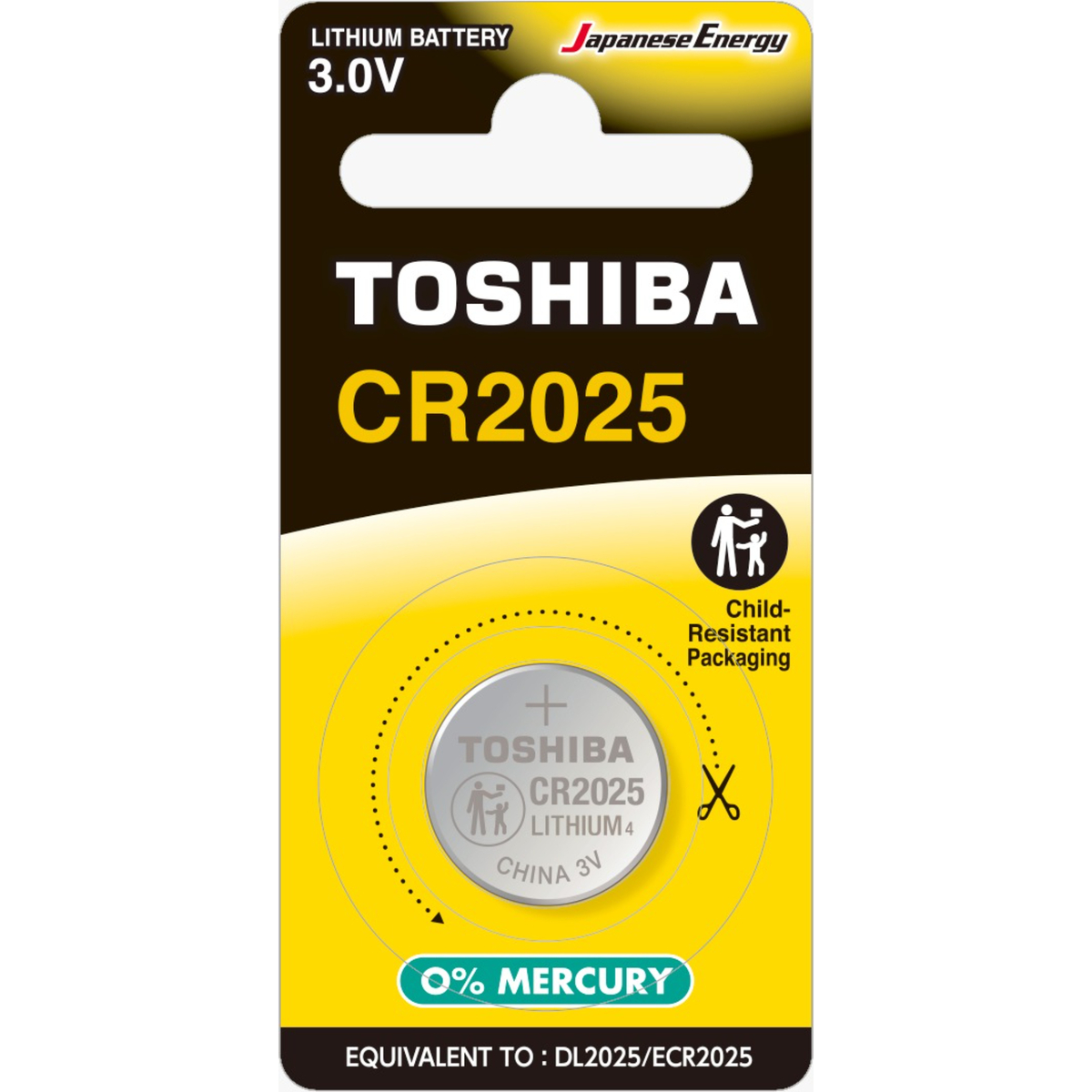 Toshiba Lithium Battery, 3V, CR2025 CP-1C