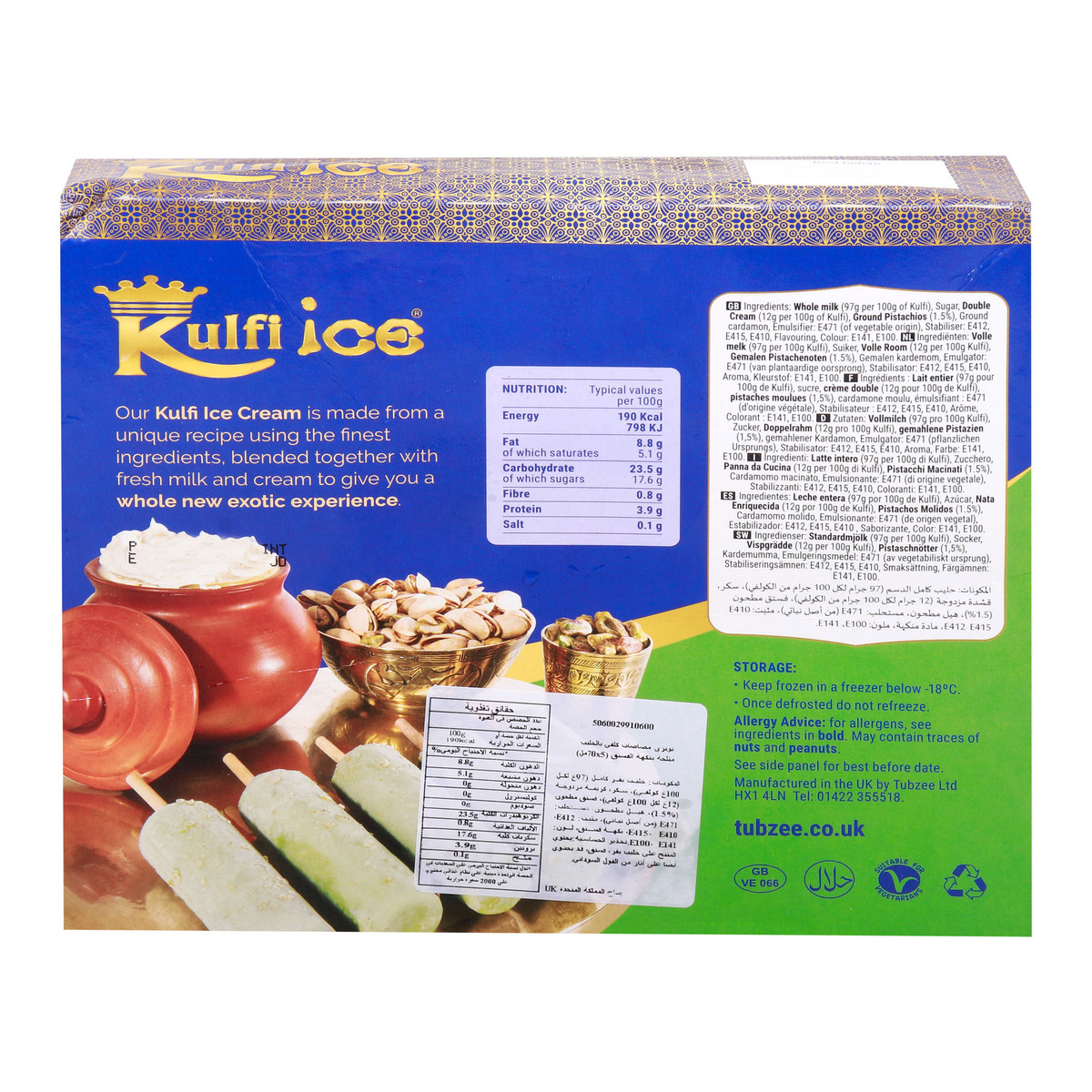 Tubzee Pistachio Kulfi Milk Ice Lollies 5 x 70 ml