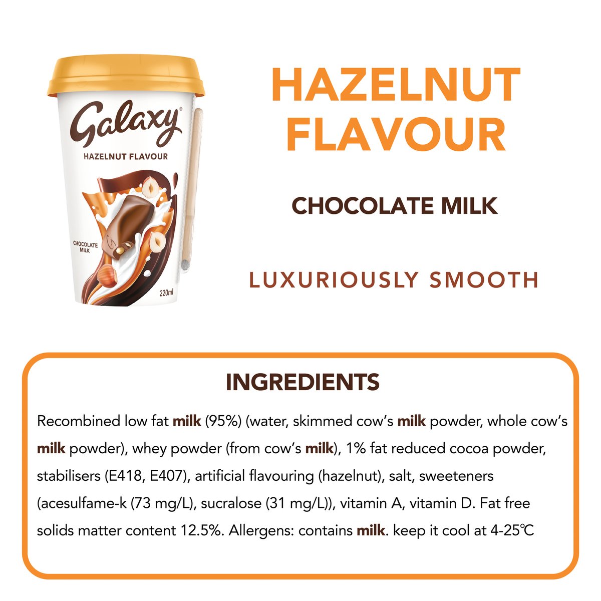 Galaxy Chocolate Milk Drink Hazelnut Flavour 220 ml