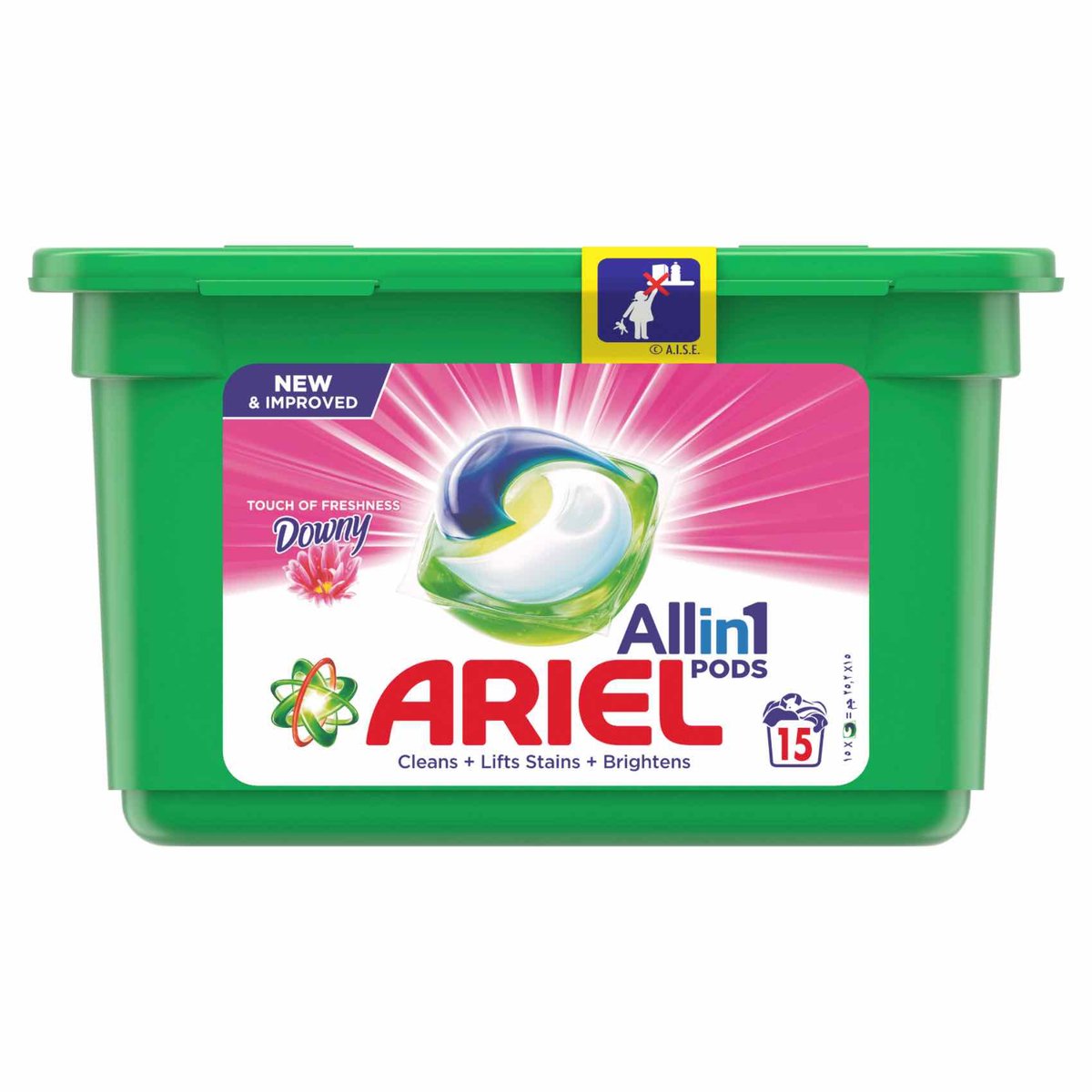 Ariel All In 1 PODS, Washing Liquid Capsules With Touch Of Freshness Downy, 15 pcs