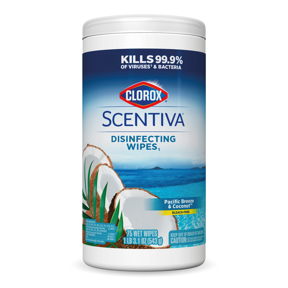 Clorox Scentiva Pacific Breeze & Coconut Disinfecting Wipes 75 pcs