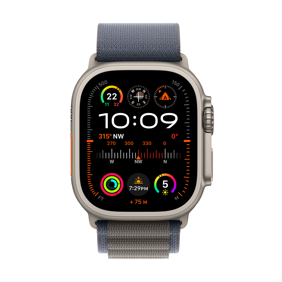 Apple Watch Ultra 2 GPS + Cellular, Titanium Case with Blue Alpine Loop, 49 mm, Medium, MREP3AE/A