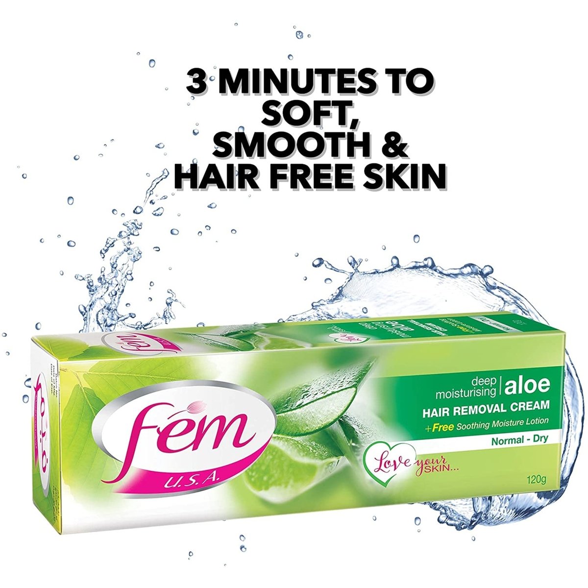 Fem USA Hair Removal Cream with Aloe Vera For Deep Moisturizing 120 g