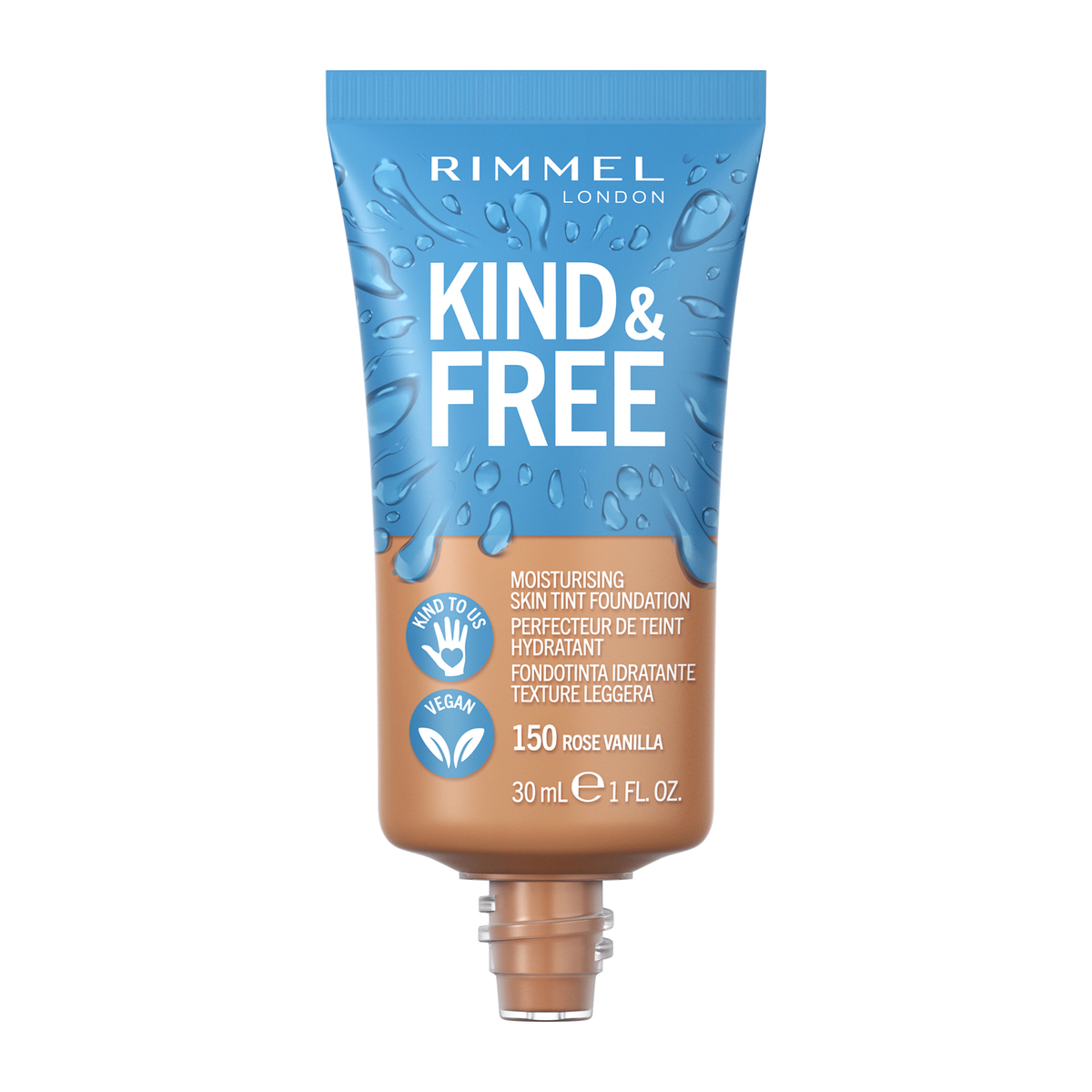 Rimmel London Kind & Free Moisturising Foundation, 150 Rose Vanilla, 30 ml