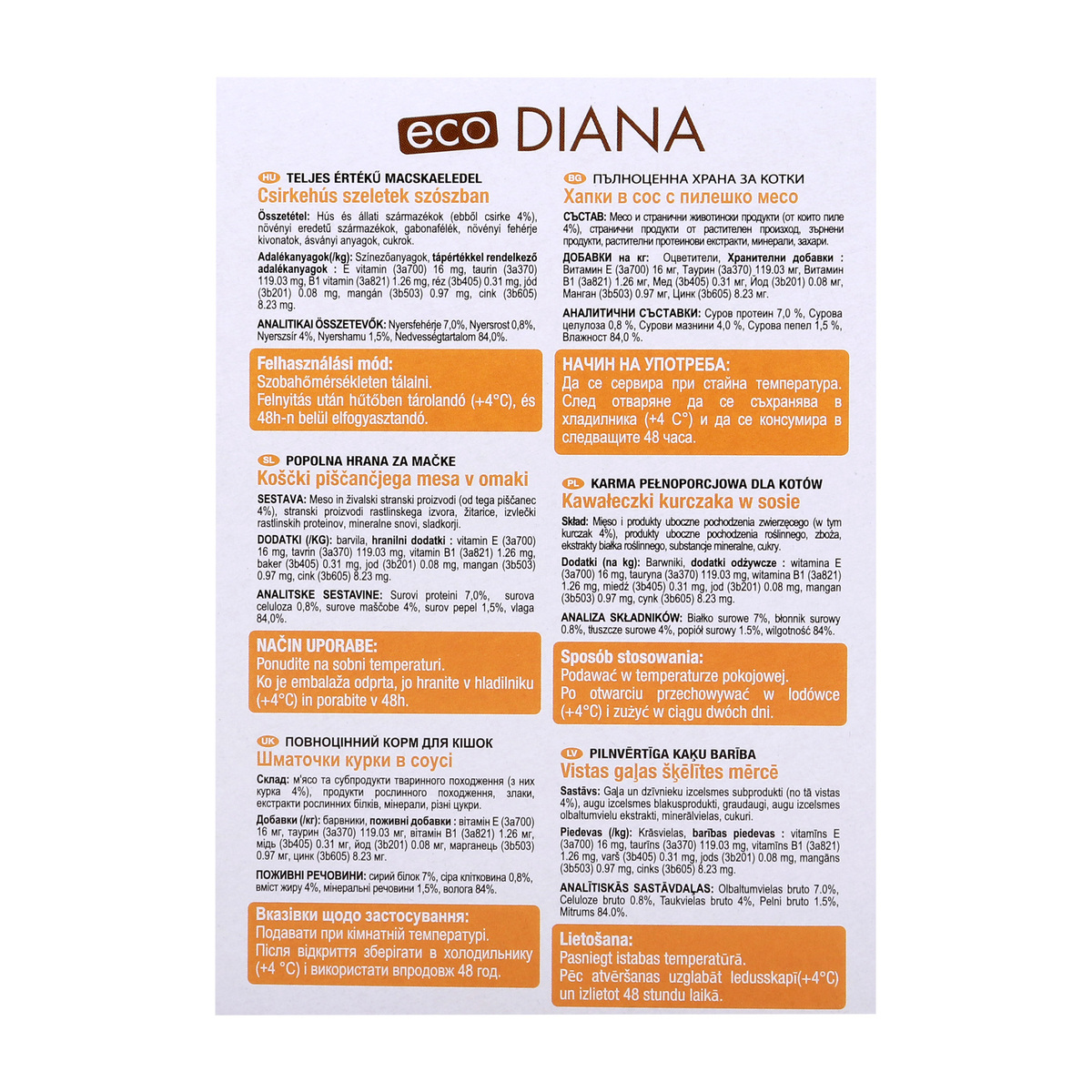 Eco Diana Cat Food Chunks with Chicken In Gravy 12 x 100 g