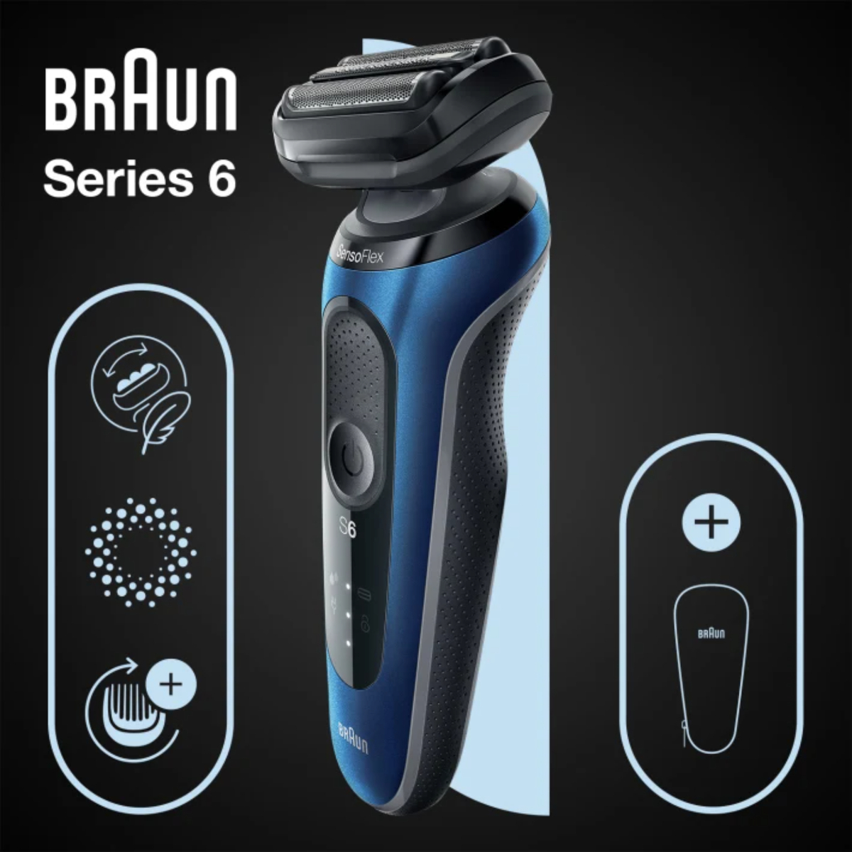 Braun Wet and Dry Shaver With Travel Case, Blue, 61-B1000s